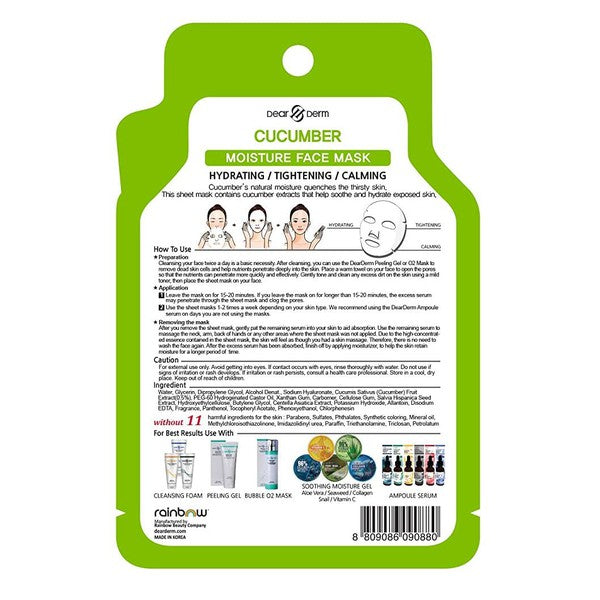 10 Pack Cucumber Moisture Soothing Face Mask Sheet